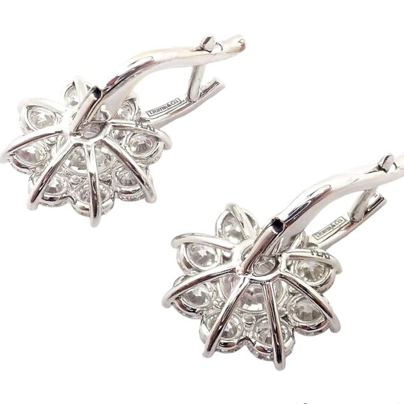Authentic! T Foster & Co Platinum Flower 4.84ctw Diamond Stud Halo Earrings GIA - Picture 4 of 12